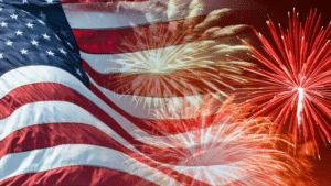flag and fireworks independence day