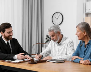 older couple meeting with advanced planning professional